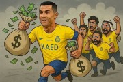 开云电子-【一图流】曝C罗即将离开利雅得胜利，球迷绘制携款离开漫画